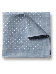 Charles Tyrwhitt Blue Spot Print Linen Silk Pocket Square - Image 1 of 3