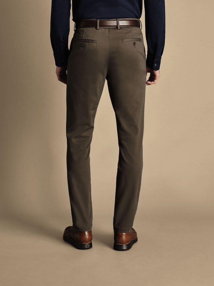 Charles Tyrwhitt Brown French Classic Fit Ultimate non-iron Chino Trousers - Image 2 of 5