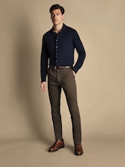 Charles Tyrwhitt Brown French Classic Fit Ultimate non-iron Chino Trousers - Image 3 of 5