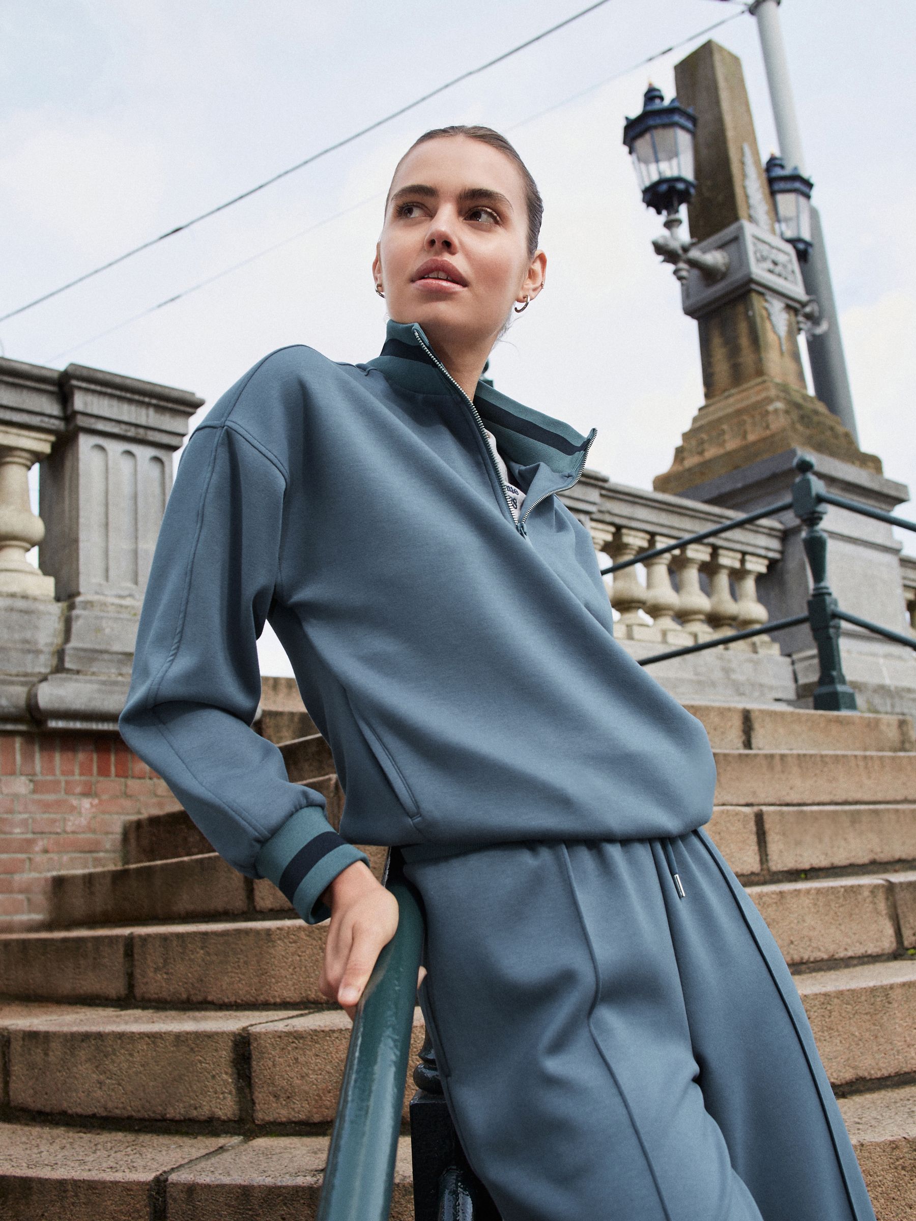 Buy Blue Slinky Quarter Zip Neck Track Top Co-ord from Next Luxembourg