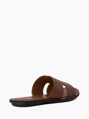 Dune London Brown Initials Tumbled Leather Flat Sandals - Image 4 of 6