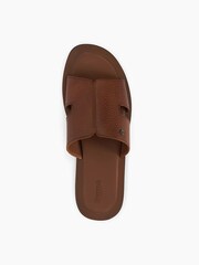 Dune London Brown Initials Tumbled Leather Flat Sandals - Image 5 of 6