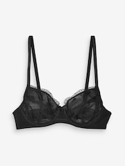 Black/Cream Non Pad Balcony Embroidered Bras 2 Pack - Image 9 of 10