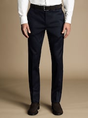 Charles Tyrwhitt Blue Classic Fit Smart Texture Trousers - Image 1 of 5