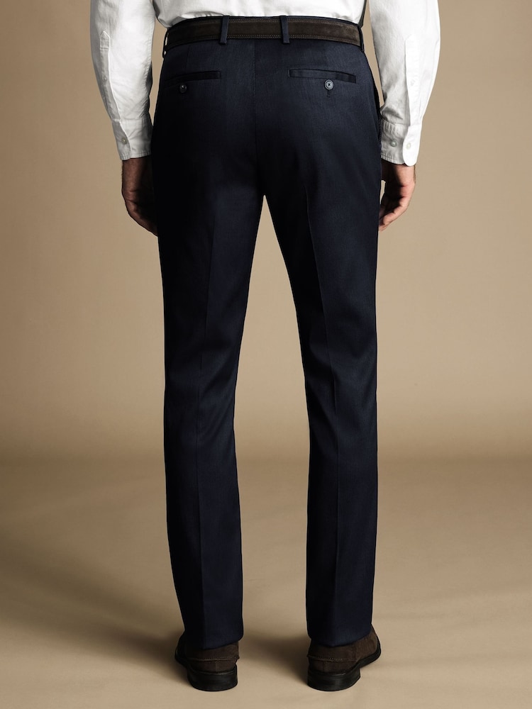 Charles Tyrwhitt Blue Classic Fit Smart Texture Trousers - Image 2 of 5