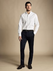 Charles Tyrwhitt Blue Classic Fit Smart Texture Trousers - Image 3 of 5