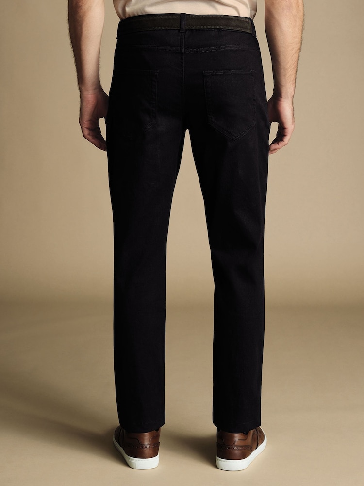 Charles Tyrwhitt Blue Twill Classic Fit 5 Pocket Jeans - Image 2 of 5