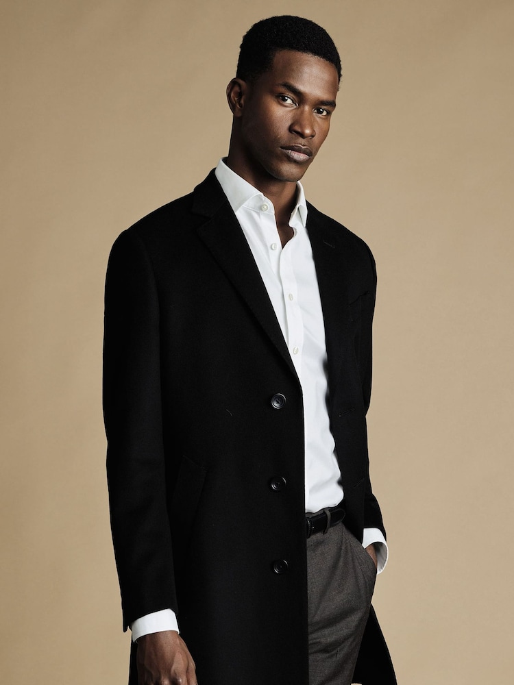 Charles Tyrwhitt Black Pure Wool Overcoat - Image 1 of 10