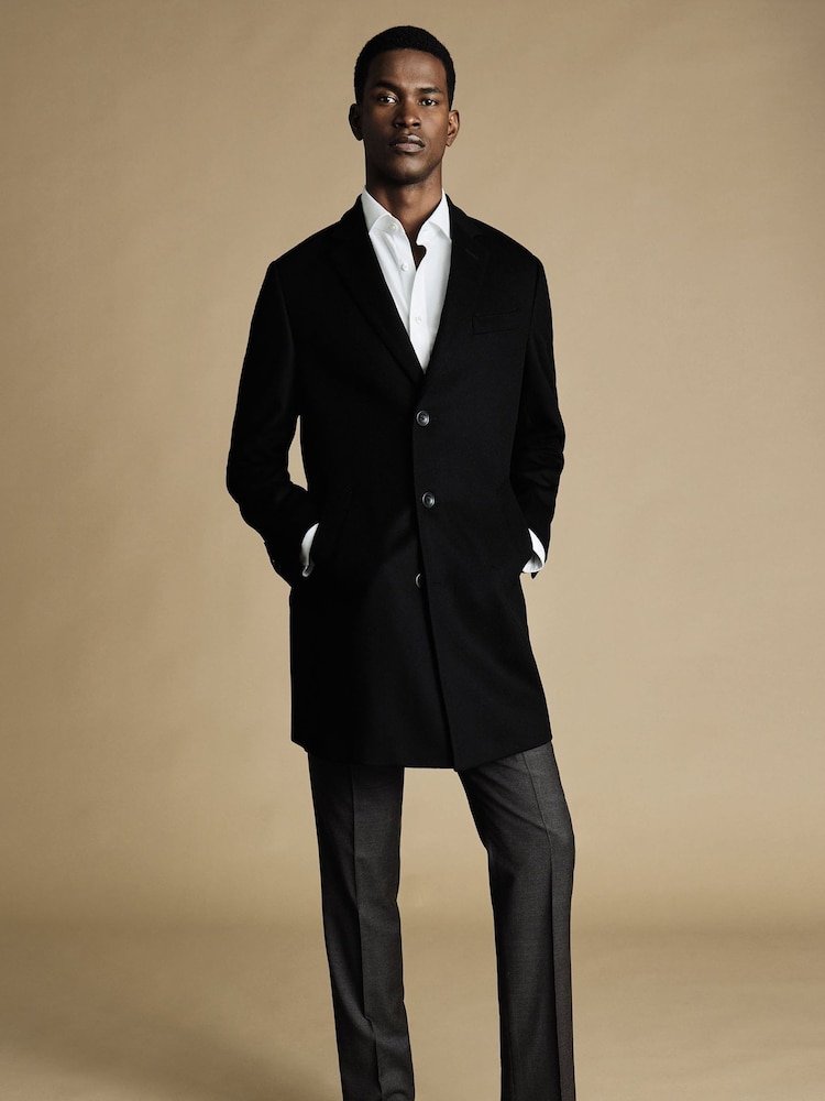 Charles Tyrwhitt Black Pure Wool Overcoat - Image 2 of 10