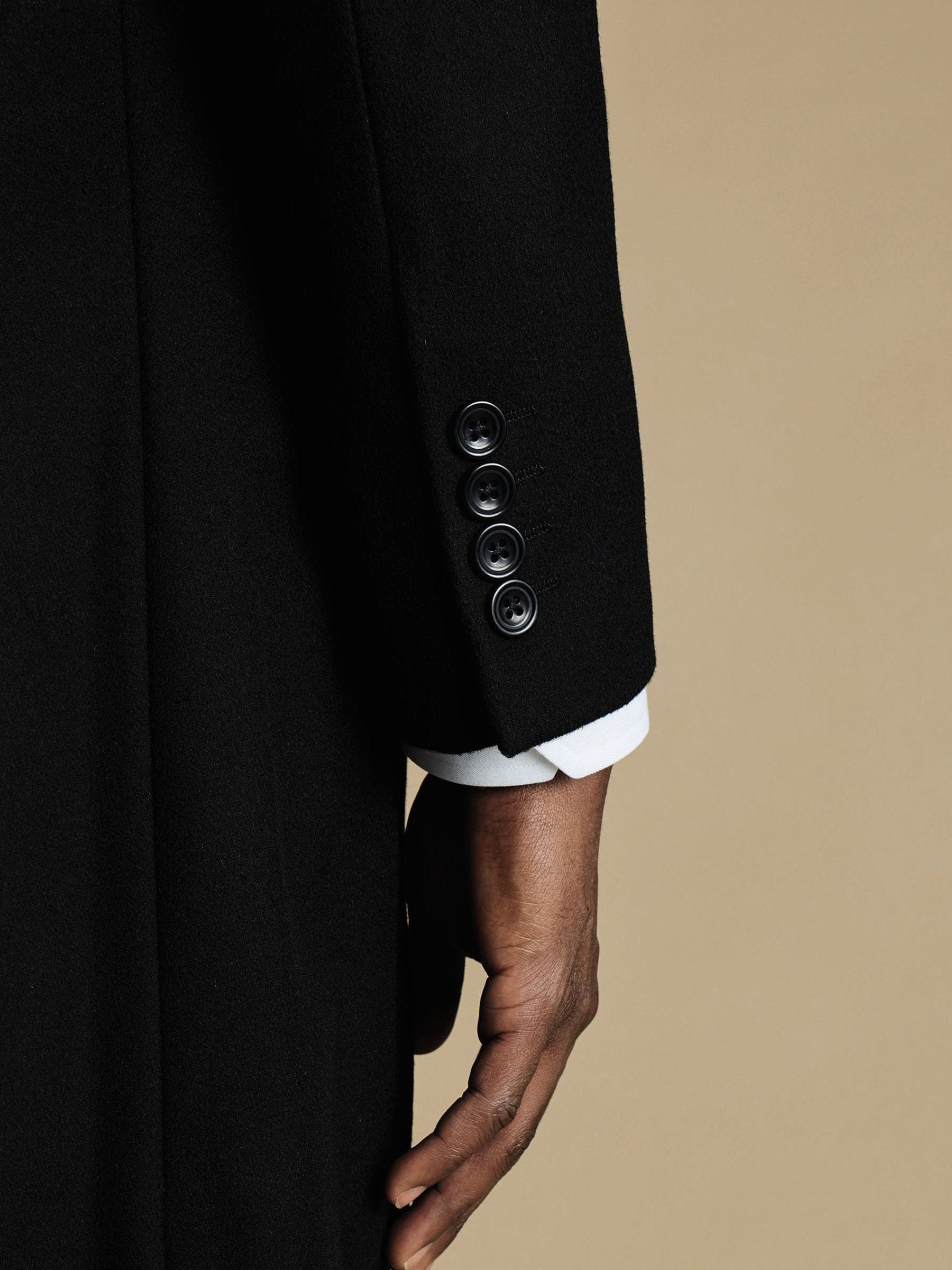 Buy Charles Tyrwhitt Black Pure Wool Overcoat from Next USA
