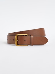 Polo Ralph Lauren Tan Brown Saddle Leather Logo Belt - Image 1 of 4