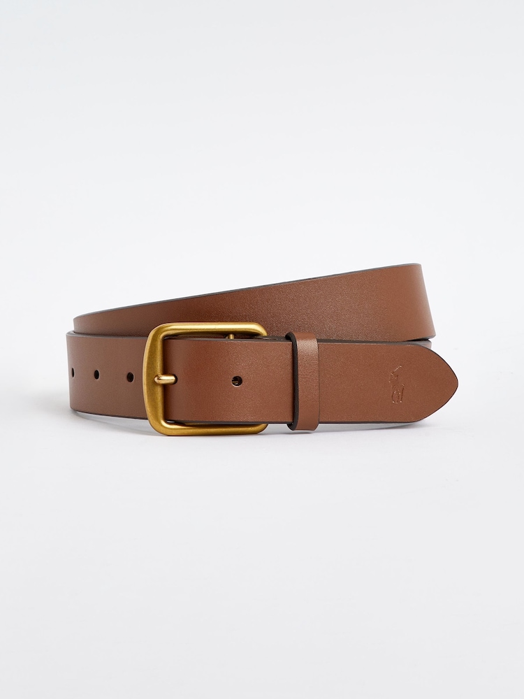 Polo Ralph Lauren Tan Brown Saddle Leather Logo Belt - Image 1 of 4 Polo Ralph Lauren Tan Brown Saddle Leather Logo Belt - Image 1 of 4