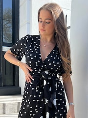 Girl In Mind Black Polka Dot Farren Wrap Maxi Dress - Image 3 of 4