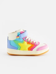 Little Bird by Jools Oliver Multi Pastel Rainbow Star Hi-Top Trainers - Image 2 of 6