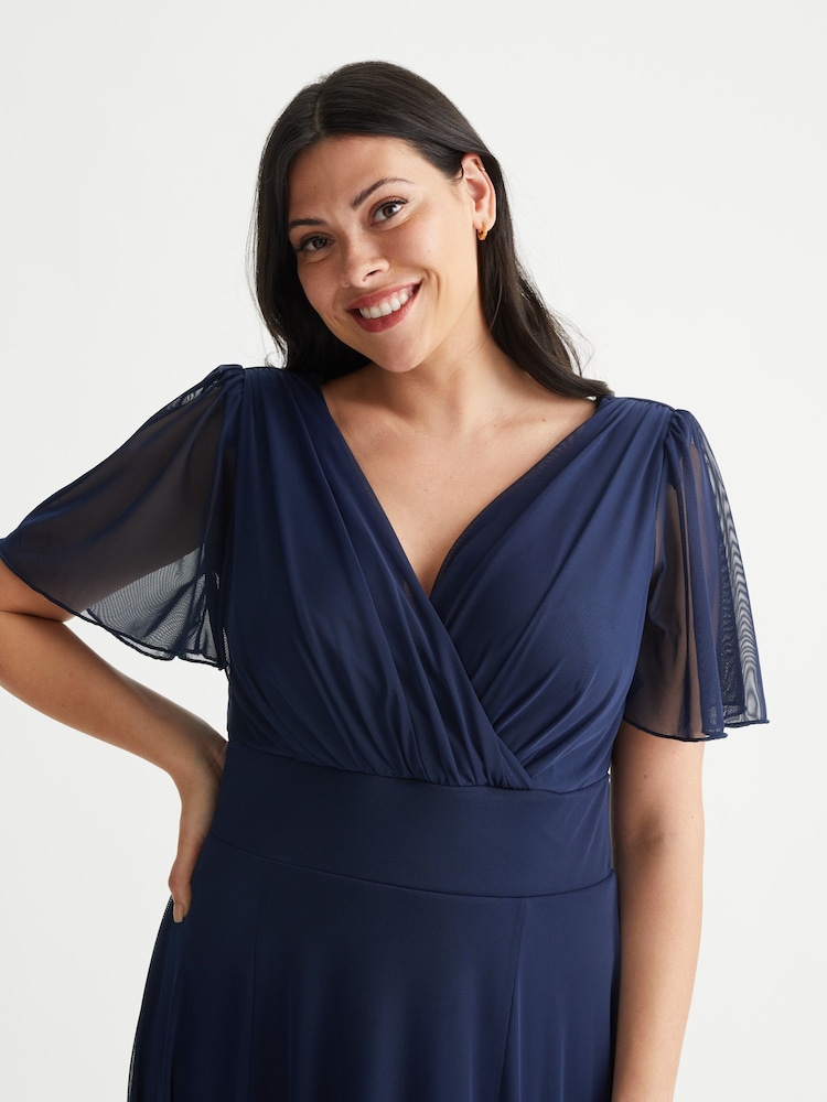 Blau - Scarlett & Jo – Maxikleid mit Flügelärmeln, Curve - Bild 4 von 4 Blau - Scarlett & Jo – Maxikleid mit Flügelärmeln, Curve - Bild 4 von 4