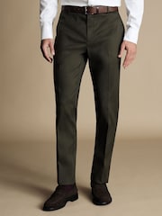 Charles Tyrwhitt Green Classic Fit Smart Texture Trousers - Image 1 of 5