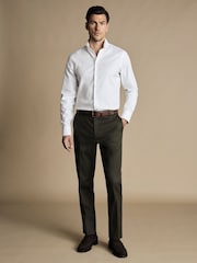 Charles Tyrwhitt Green Classic Fit Smart Texture Trousers - Image 3 of 5