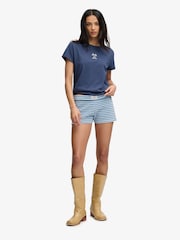 Superdry Blue Athletic Essentials Fold Over Towelling Shorts - Image 1 of 6