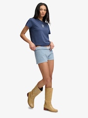 Superdry Blue Athletic Essentials Fold Over Towelling Shorts - Image 3 of 6