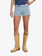 Superdry Blue Athletic Essentials Fold Over Towelling Shorts - Image 4 of 6
