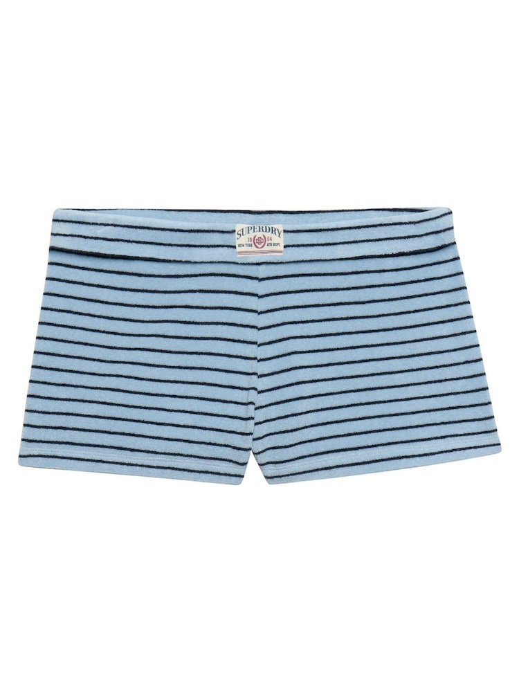 Superdry Blue Athletic Essentials Fold Over Towelling Shorts - Image 6 of 6