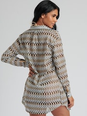 South Beach Brown Crochet Beach Bikini Overshirt - Image 2 of 5