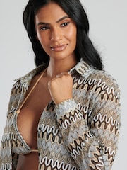 South Beach Brown Crochet Beach Bikini Overshirt - Image 5 of 5