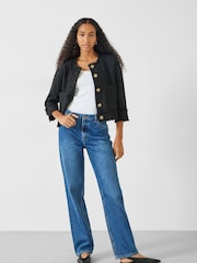 Hush Black Saffron  Collarless Boucle Jacket - Image 2 of 5