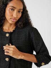 Hush Black Saffron  Collarless Boucle Jacket - Image 3 of 5