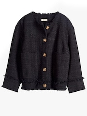 Hush Black Saffron  Collarless Boucle Jacket - Image 5 of 5
