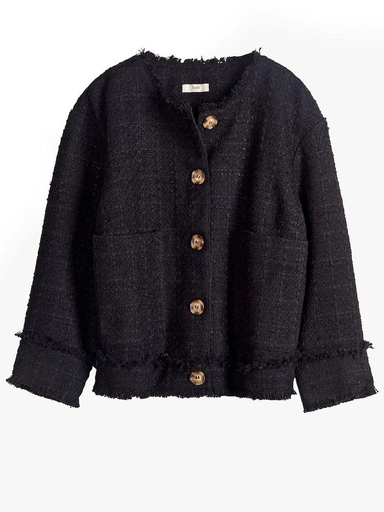 Hush Black Saffron  Collarless Boucle Jacket - Image 5 of 5