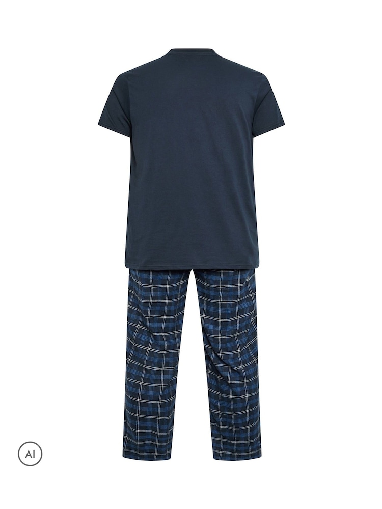 أزرق - BadRhino Big & Tall Jersey Henley & Woven Bottoms Set - صورة 6 من 6