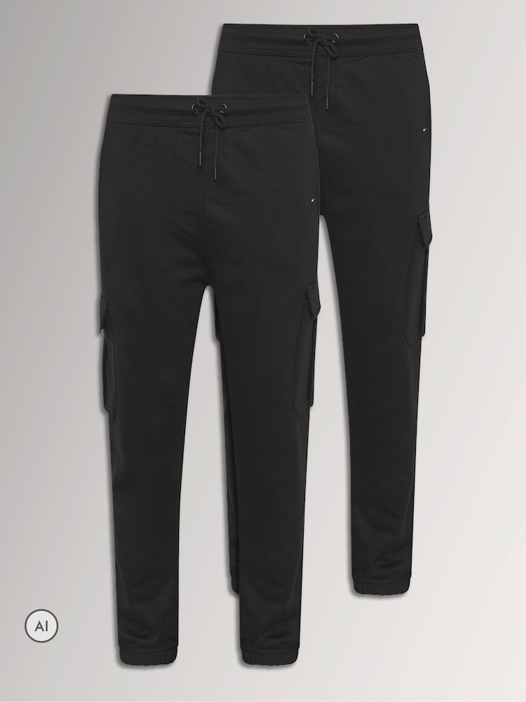 BadRhino Big & Tall Black 2 Pack Cargo Joggers - Image 1 of 7 BadRhino Big & Tall Black 2 Pack Cargo Joggers - Image 1 of 7