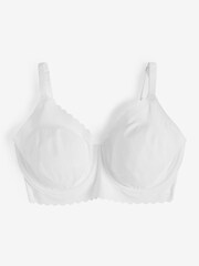 White Non Pad Full Cup Microfibre Scallop Edge Bras - Image 5 of 5