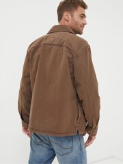 FatFace Brown Bowd Zip Front Overshirt - Image 2 of 4