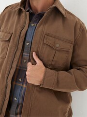 FatFace Brown Bowd Zip Front Overshirt - Image 3 of 4