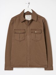 FatFace Brown Bowd Zip Front Overshirt - Image 4 of 4