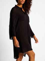 South Beach Black Nehru Collar Double Pocket Beach Shirt - Image 3 of 4