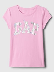 Gap Pink/Silver Graphic Logo Short Sleeve Crew Neck T-Shirt (4-13yrs) - Image 1 of 1