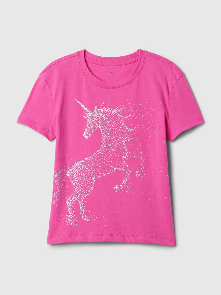 Gap Pink Unicorn Graphic Short Sleeve Crew Neck T-Shirt (4-13yrs) - Image 4 of 4
