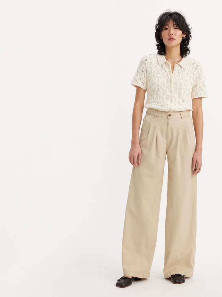 Levi's® Cream/Natural Pleated Wide Leg Trousers - Image 3 of 8
