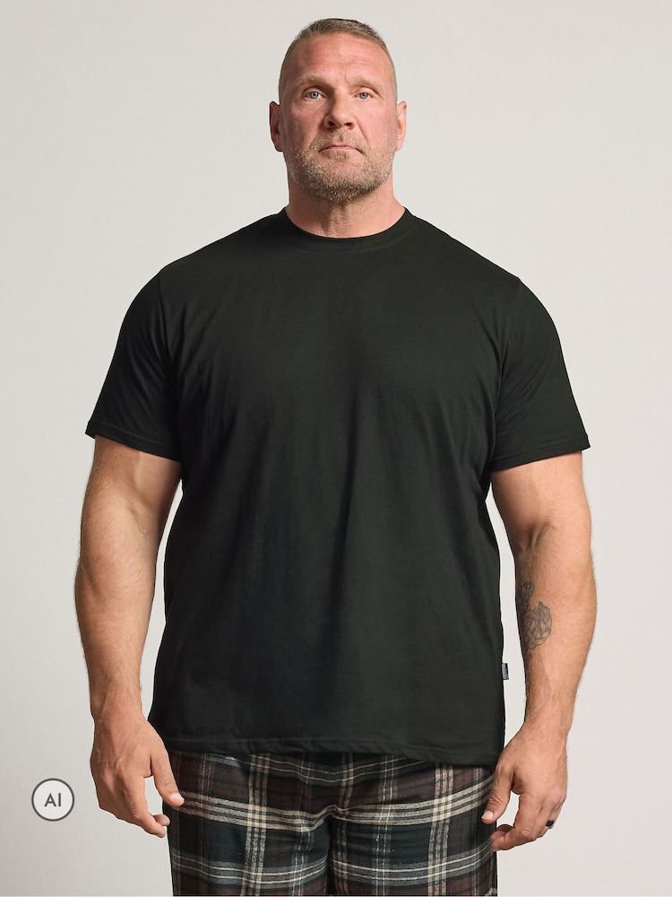 أسود - BadRhino Big & Tall Jersey Henley & Woven Bottoms Set - صورة 1 من 6