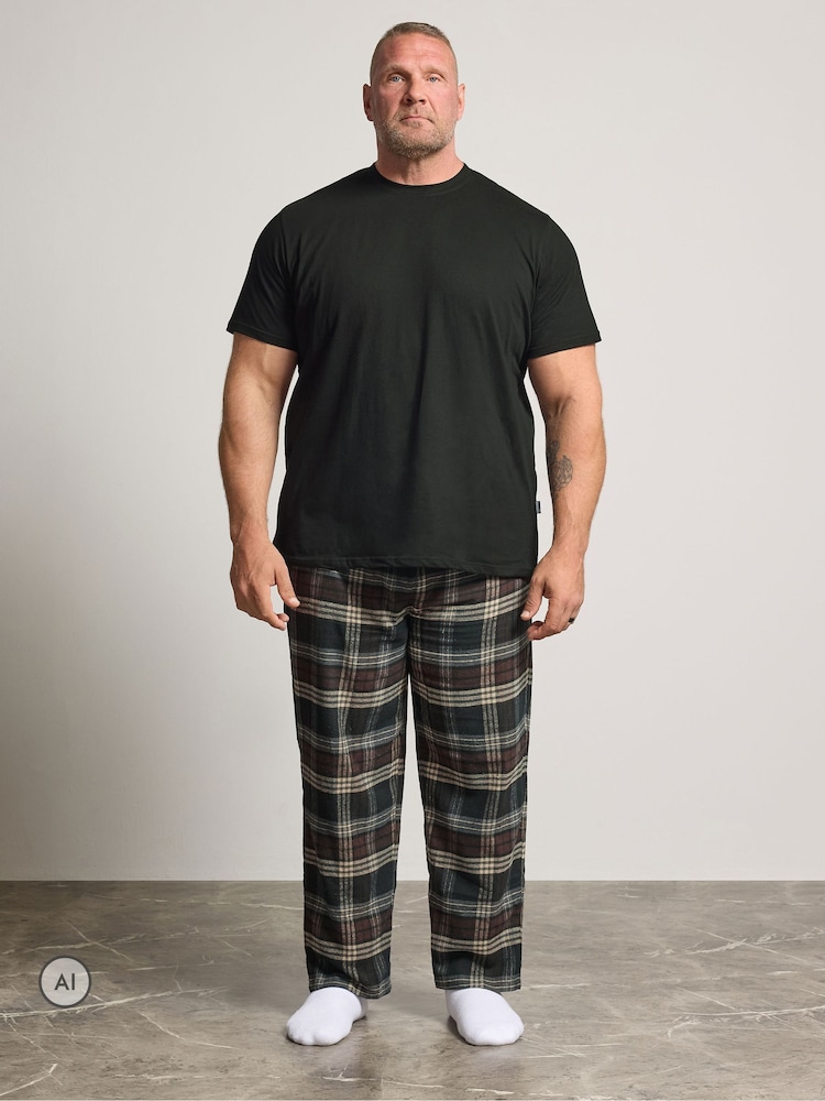 أسود - BadRhino Big & Tall Jersey Henley & Woven Bottoms Set - صورة 2 من 6