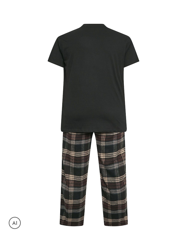 أسود - BadRhino Big & Tall Jersey Henley & Woven Bottoms Set - صورة 6 من 6