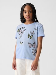 Gap Blue Butterfly Graphic Short Sleeve Crew Neck T-Shirt (4-13yrs) - Image 1 of 4