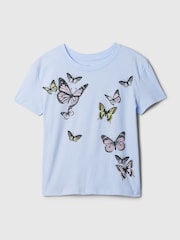 Gap Blue Butterfly Graphic Short Sleeve Crew Neck T-Shirt (4-13yrs) - Image 4 of 4