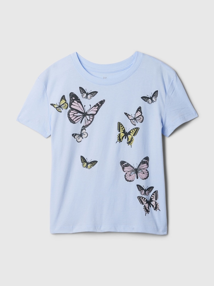 Gap Blue Butterfly Graphic Short Sleeve Crew Neck T-Shirt (4-13yrs) - Image 4 of 4