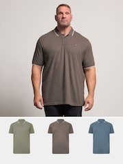 Zestaw 3 koszulek polo BadRhino Big & Tall z ozdobnym wykończeniem - Obraz 1 z 9