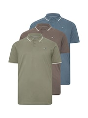 Zestaw 3 koszulek polo BadRhino Big & Tall z ozdobnym wykończeniem - Obraz 6 z 9