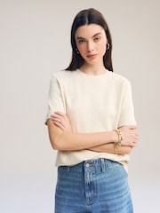 Oatmeal Cream Heavyweight Short Sleeve Crew Neck T-Shirt - Image 5 of 12